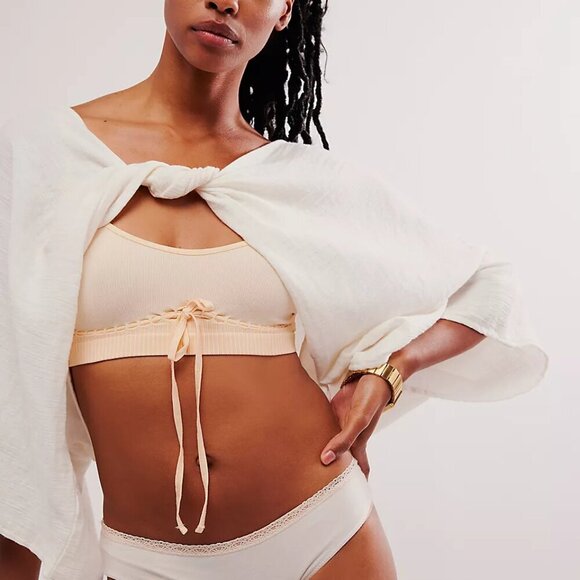 NWT Free People Intimately Candy Ribbon Peach Bralette - Picture 3 of 4